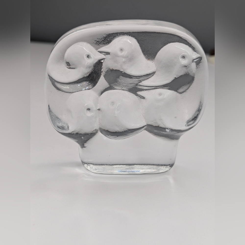 Thick Transparent Glass 6 Birds Art/Accent Piece/Decor/Paperweight